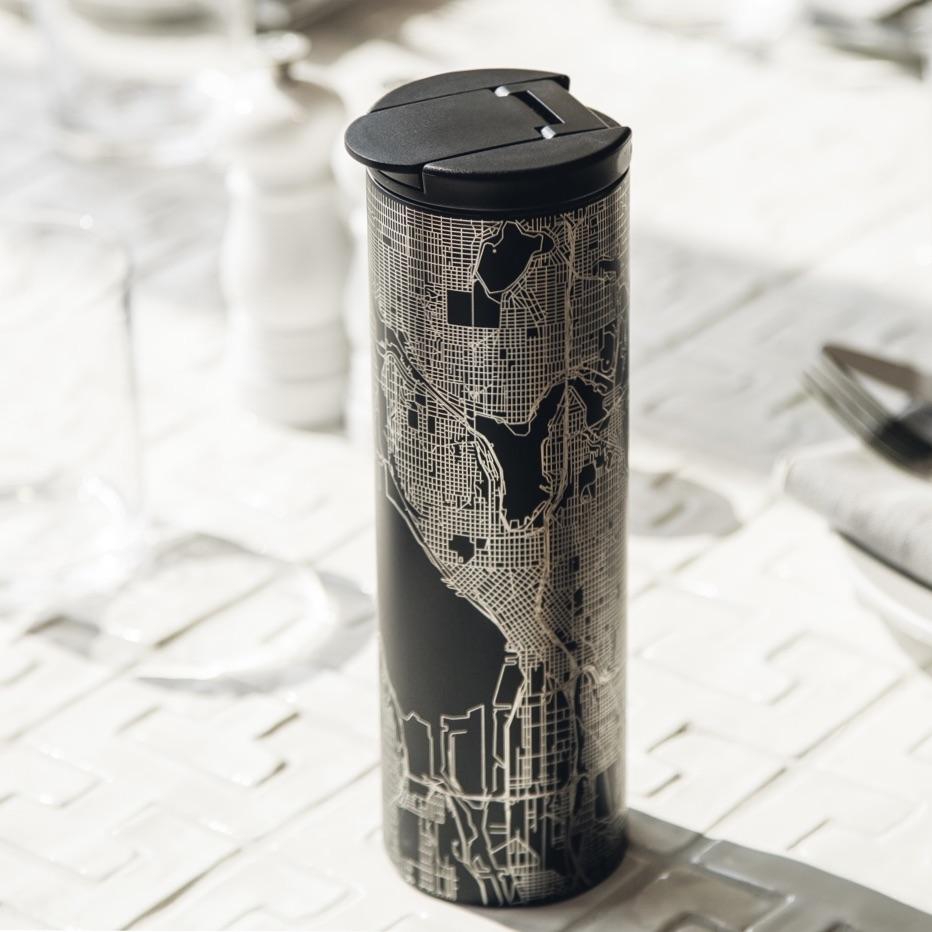 Kona - Hawaii Engraved Map Tumbler in Matte Black